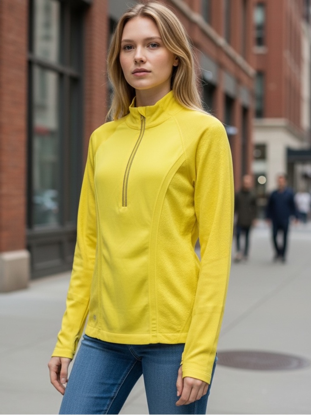 Athleta Yellow Half-Zip Pullover Top Womens Size Medium
